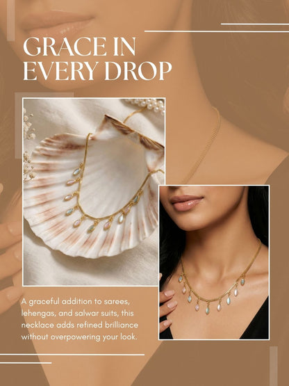 Luxury Multilayer Pearl chain maala  with Gemstone Detailing