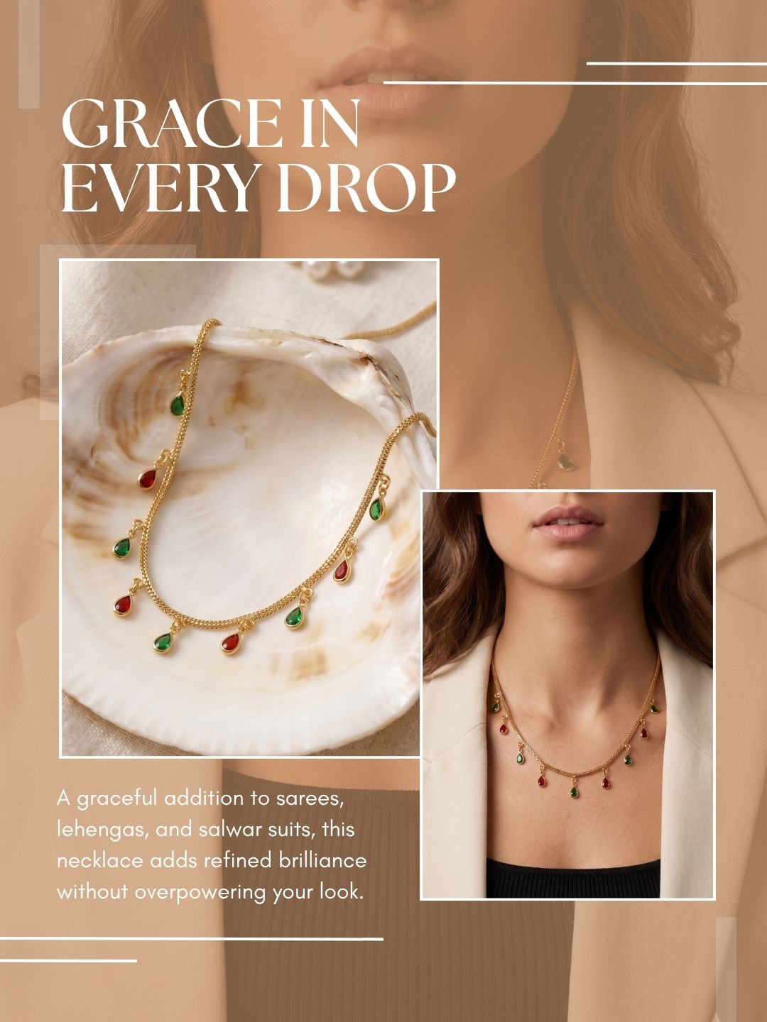 Statement Multilayer Dokiya Chain with Traditional Gemstones