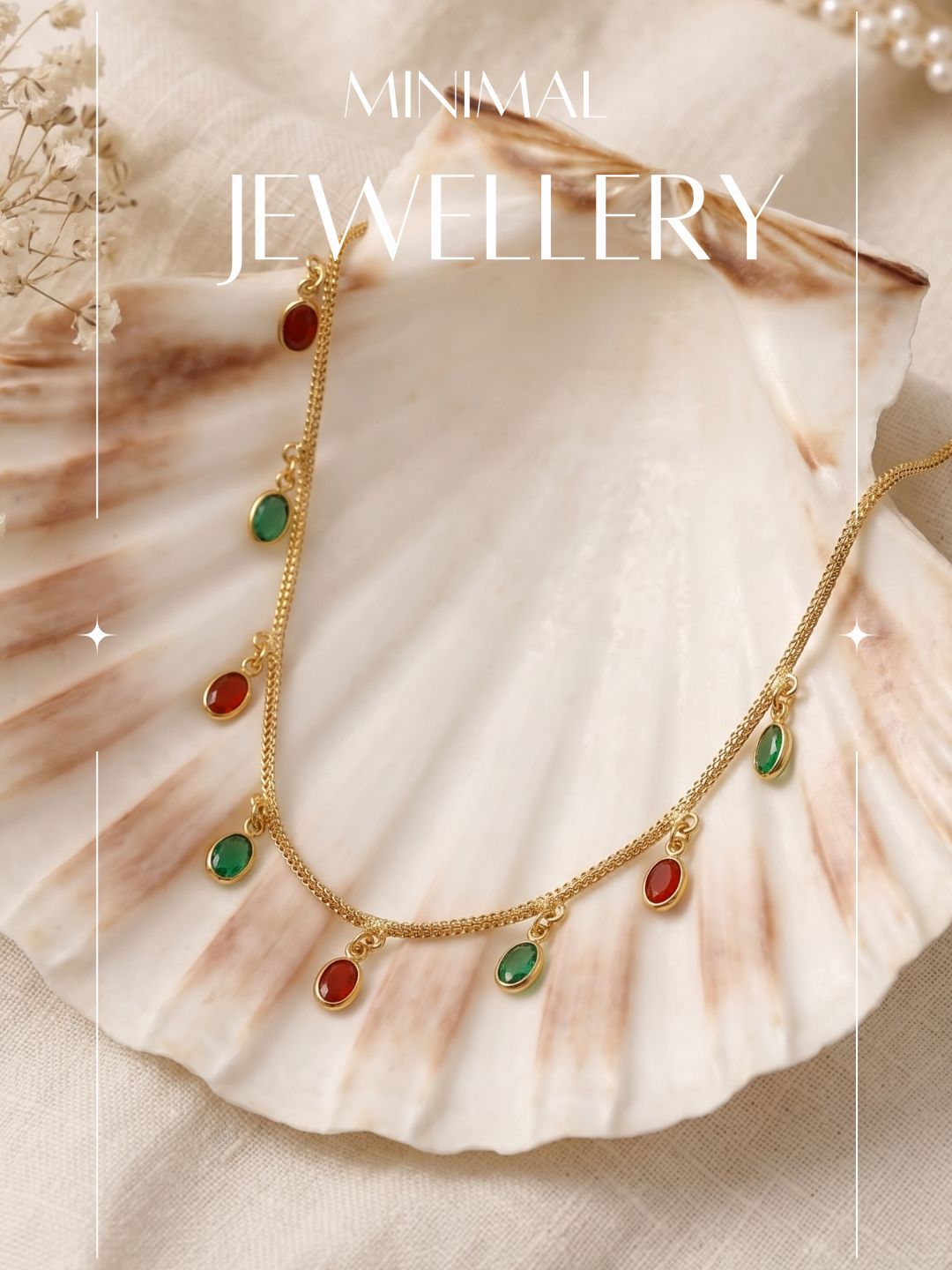 Statement Multilayer Dokiya Chain with Traditional Gemstones
