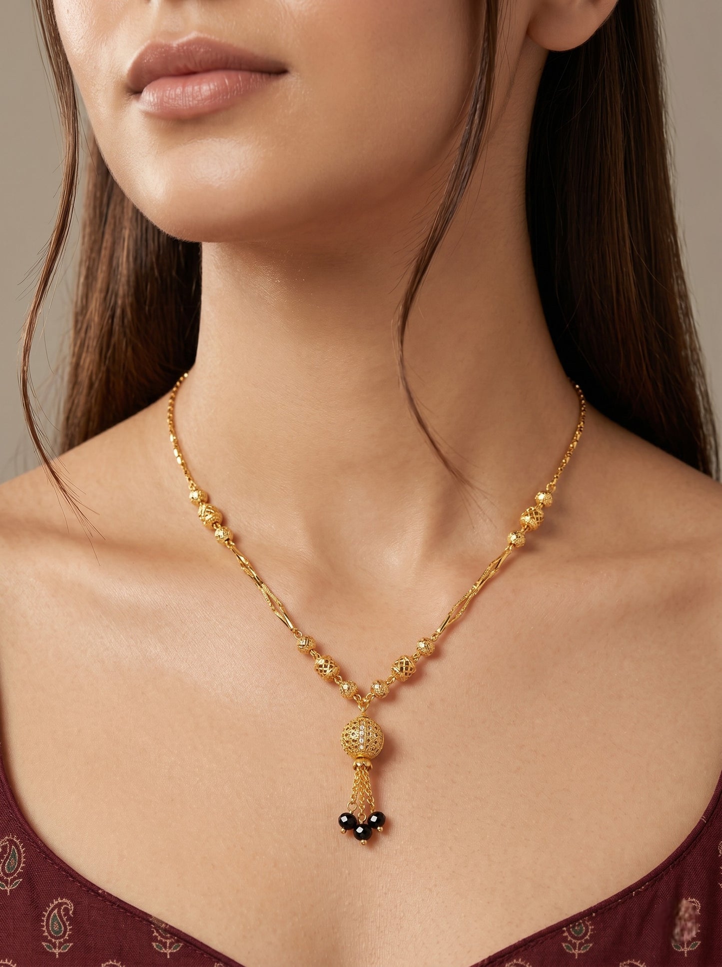 Traditional Gold-Toned Mangalsutra Necklace for Women