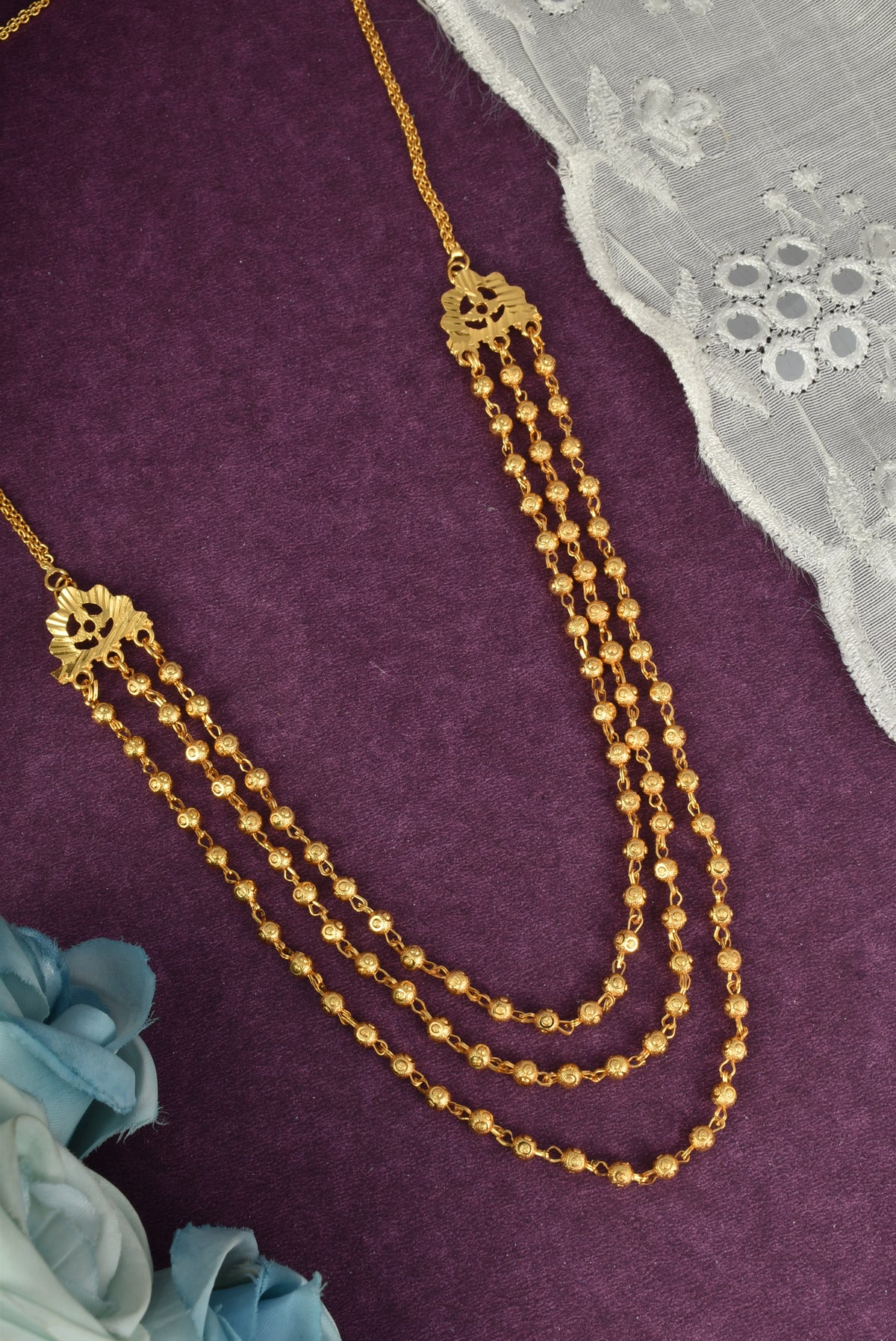Gold-Toned 3-Strand Layered Necklace for Women