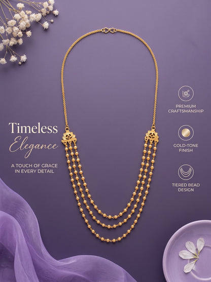 Gold-Toned 3-Strand Layered Necklace for Women