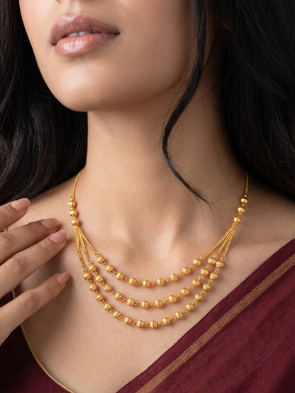 Gold-Plated Multi-Layered Beaded Necklace for Women and Girls