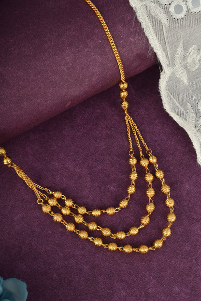 Gold-Plated Multi-Layered Beaded Necklace for Women and Girls