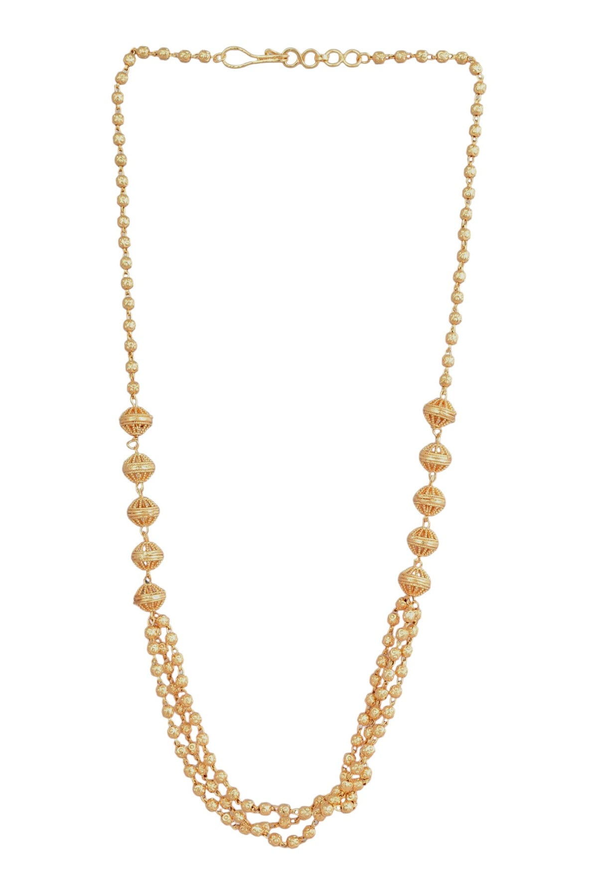 Gold-Plated Three Layered Beaded Necklace for Women and Girls