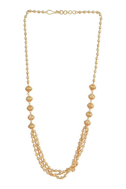 Gold-Plated Three Layered Beaded Necklace for Women and Girls