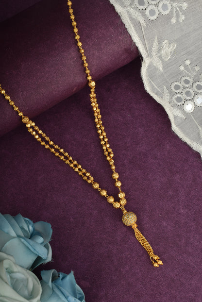 Gold-Plated Beaded Tassel Necklace for Women and Girls