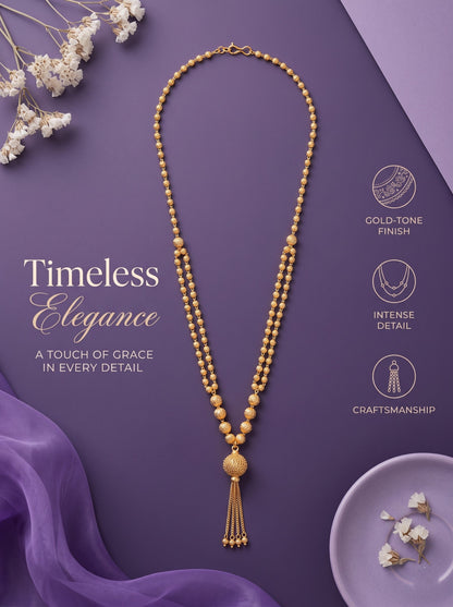Gold-Plated Beaded Tassel Necklace for Women and Girls