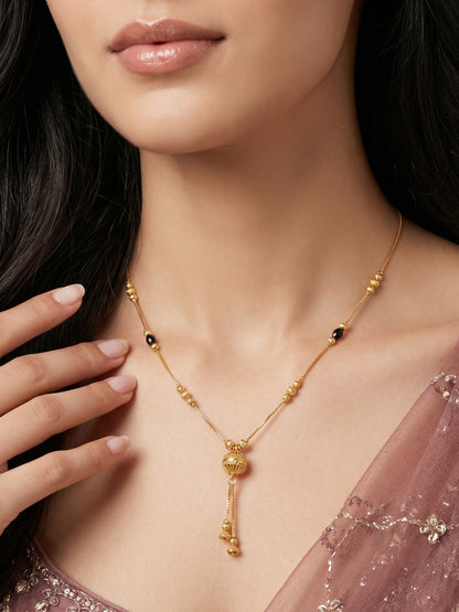 Gold-Toned Stone Studded Mangalsutra Necklace for Women
