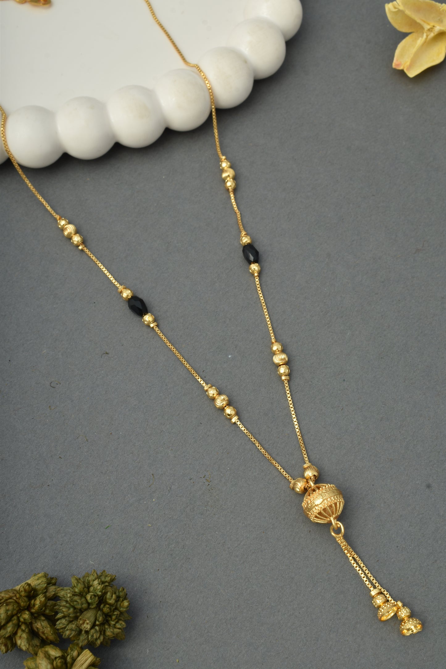 Gold-Toned Stone Studded Mangalsutra Necklace for Women