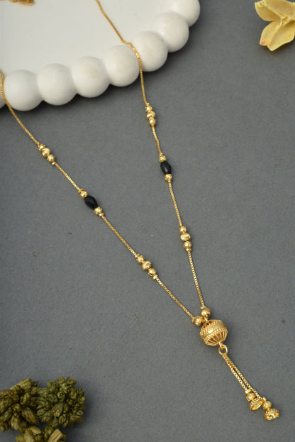 Gold-Toned Stone Studded Mangalsutra Necklace for Women