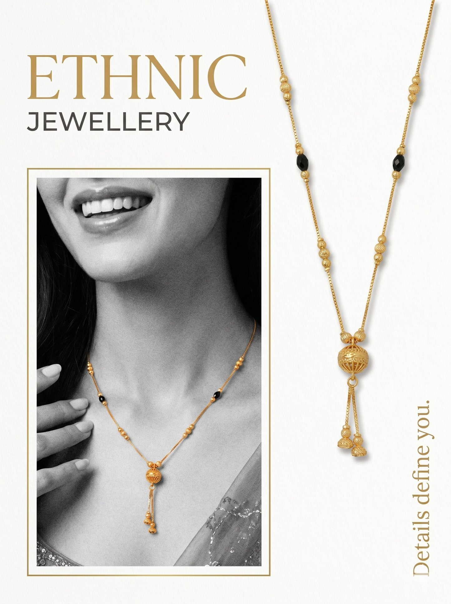Gold-Toned Stone Studded Mangalsutra Necklace for Women