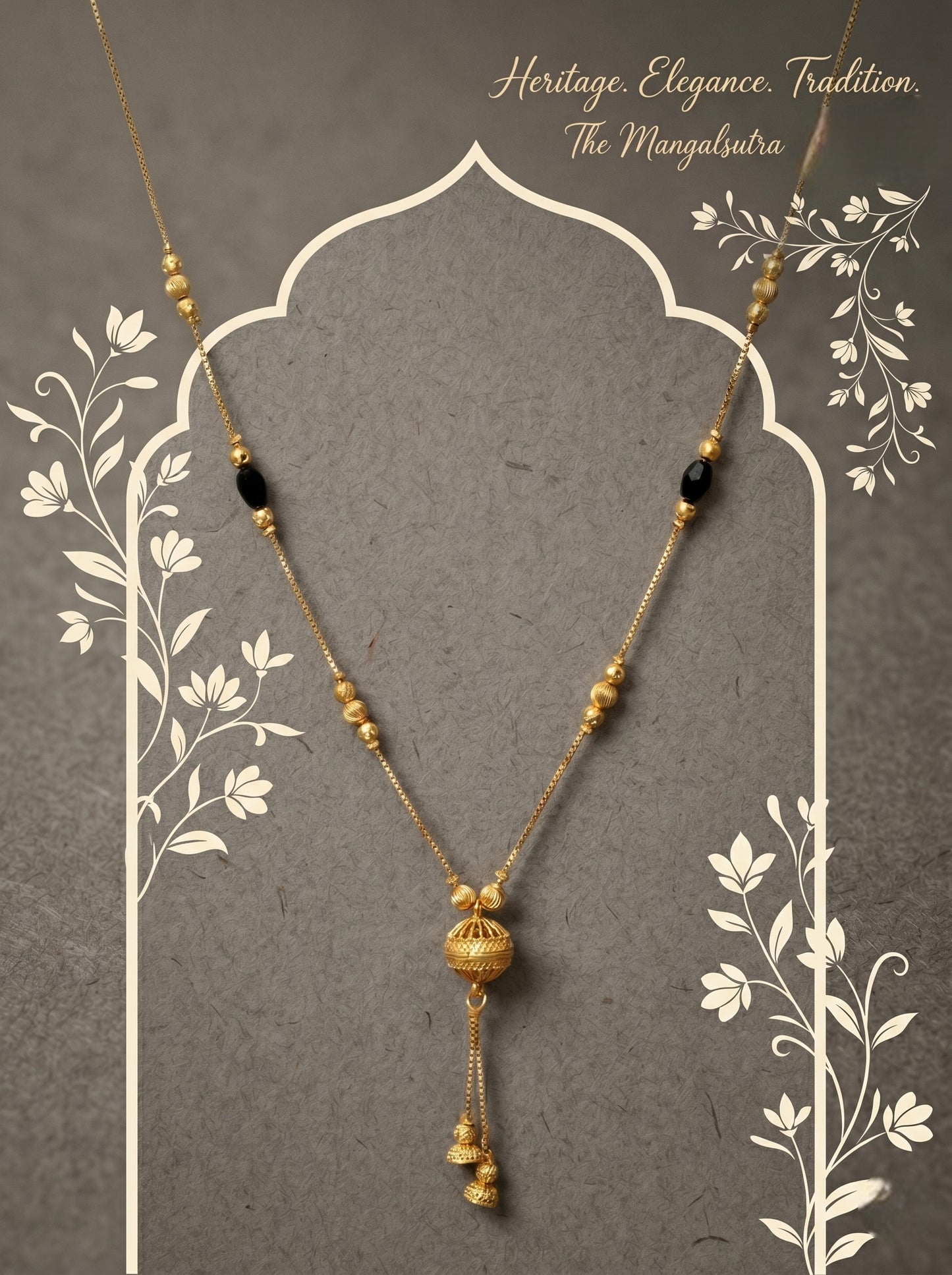 Gold-Toned Stone Studded Mangalsutra Necklace for Women