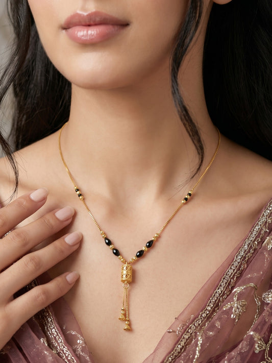 Gold-Toned Stone Studded Mangalsutra Necklace for Women