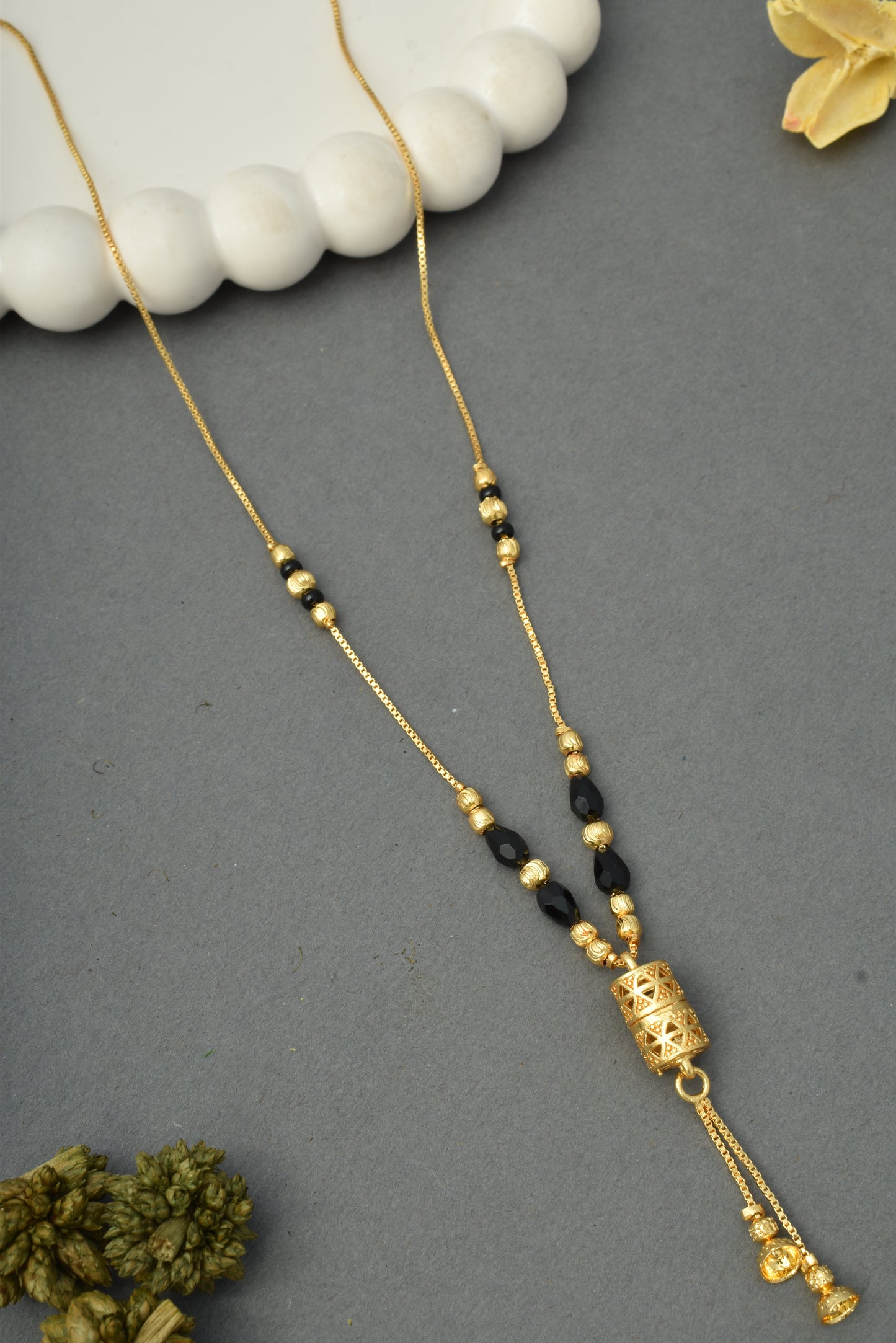Gold-Toned Stone Studded Mangalsutra Necklace for Women