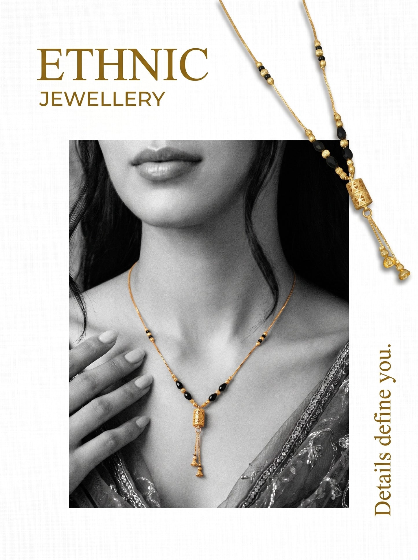 Gold-Toned Stone Studded Mangalsutra Necklace for Women