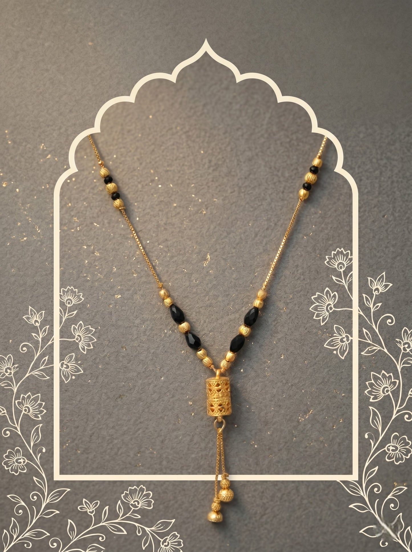 Gold-Toned Stone Studded Mangalsutra Necklace for Women