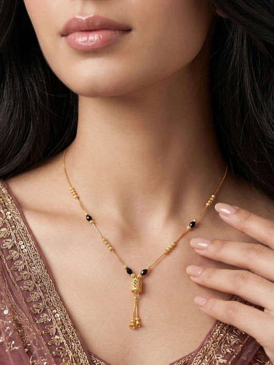 Gold-Toned Stone Studded Mangalsutra Necklace for Women