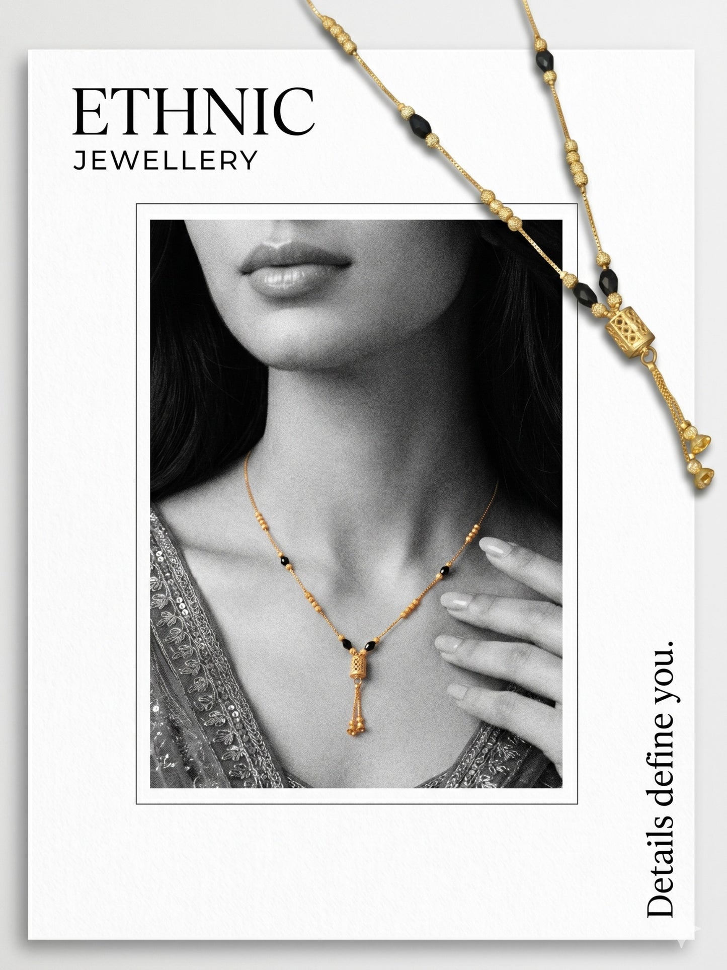 Gold-Toned Stone Studded Mangalsutra Necklace for Women