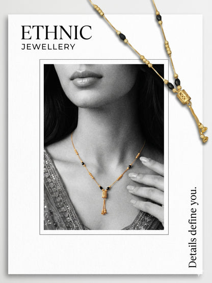 Gold-Toned Stone Studded Mangalsutra Necklace for Women