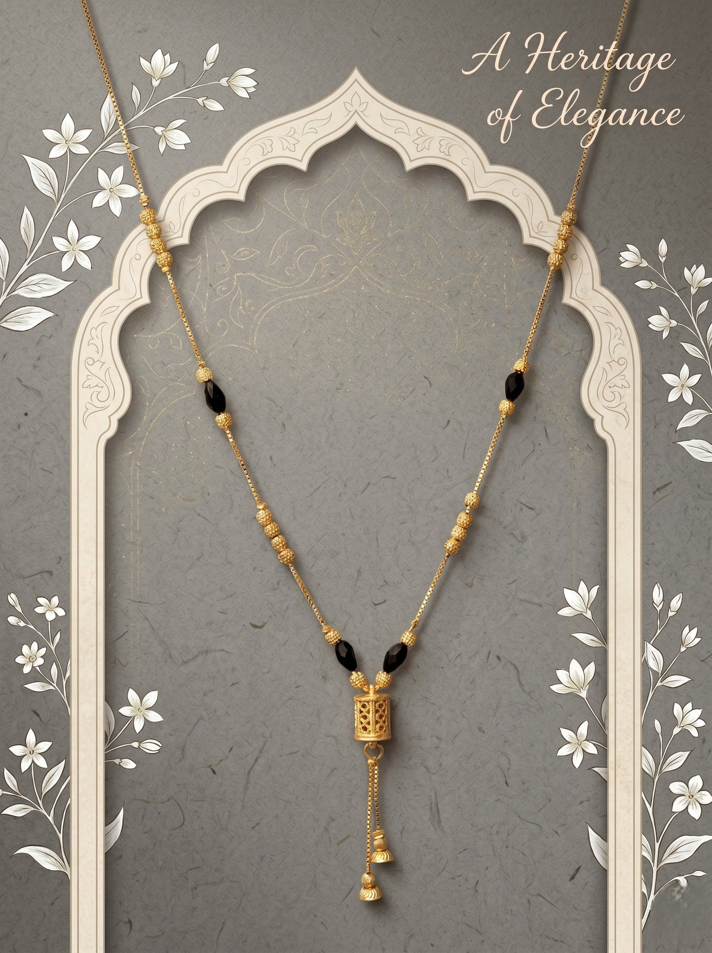 Gold-Toned Stone Studded Mangalsutra Necklace for Women