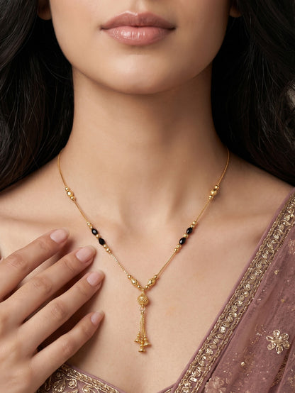 Gold-Toned Stone Studded Mangalsutra Necklace for Women