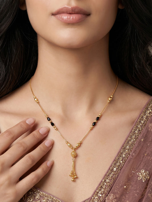 Gold-Toned Stone Studded Mangalsutra Necklace for Women
