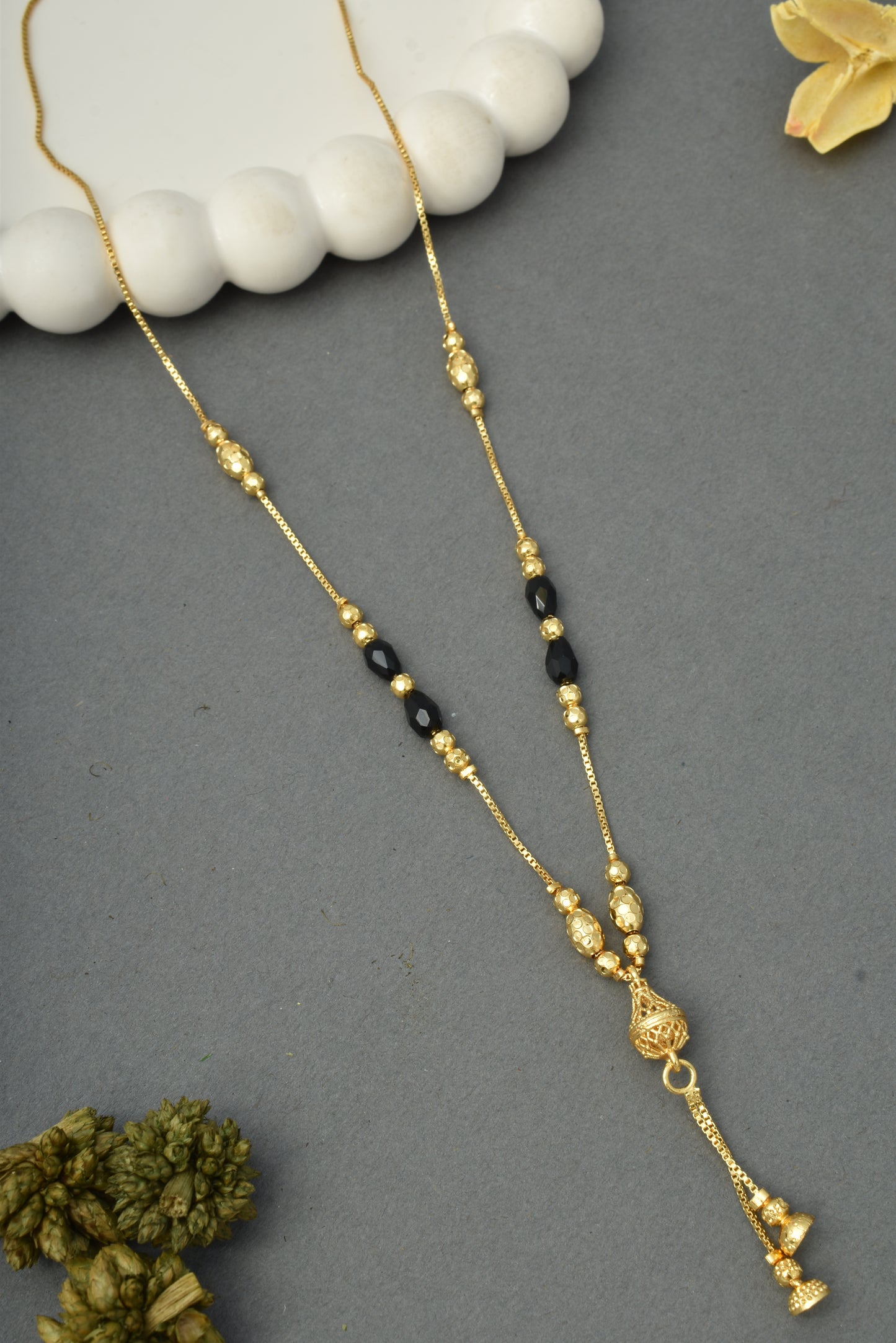 Gold-Toned Stone Studded Mangalsutra Necklace for Women