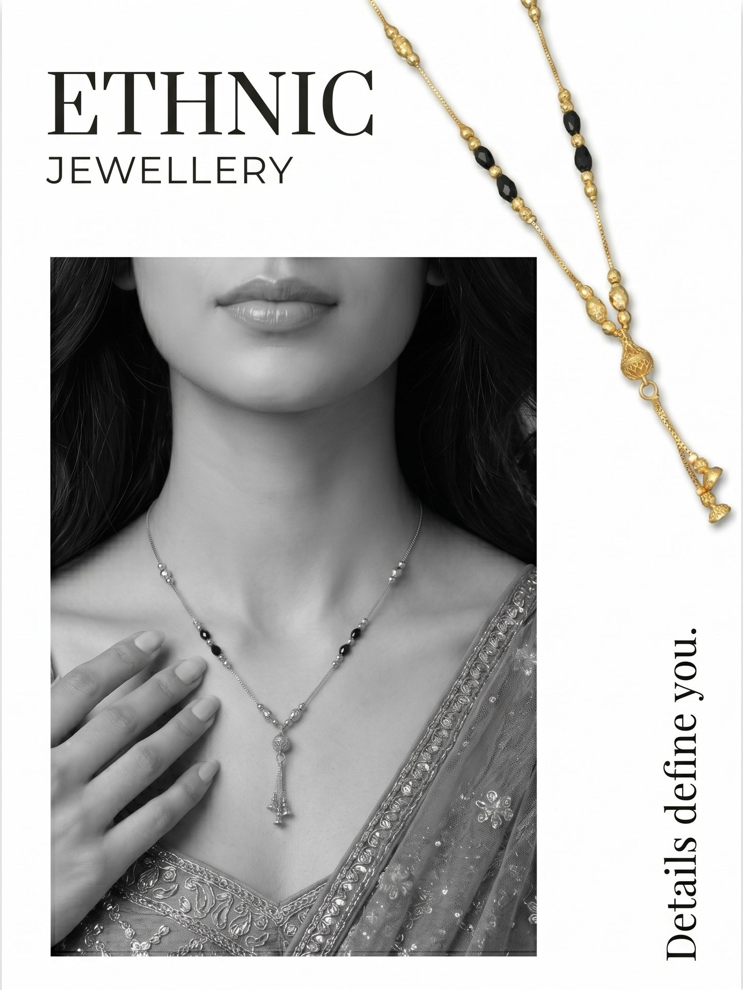 Gold-Toned Stone Studded Mangalsutra Necklace for Women