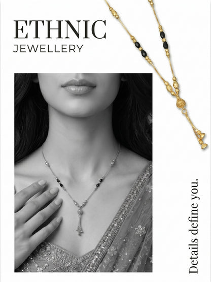Gold-Toned Stone Studded Mangalsutra Necklace for Women