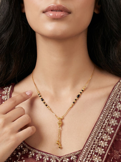 Gold-Toned Stone Studded Mangalsutra Necklace for Women