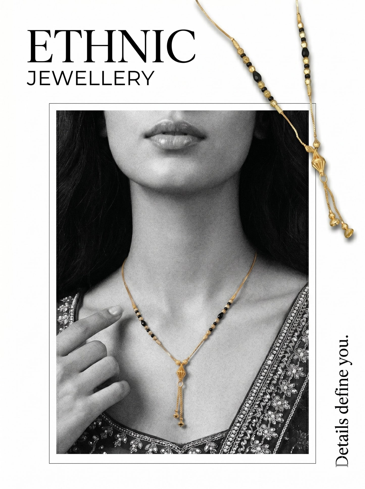 Gold-Toned Stone Studded Mangalsutra Necklace for Women