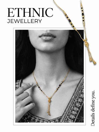 Gold-Toned Stone Studded Mangalsutra Necklace for Women