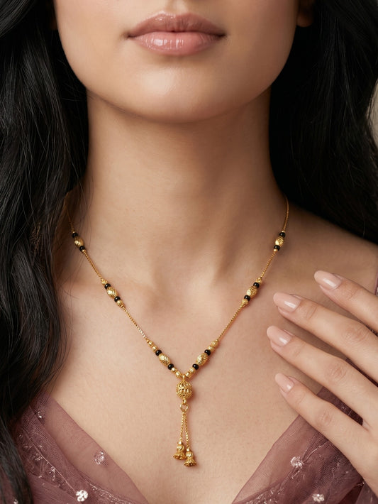 Gold-Toned Stone Studded Mangalsutra Necklace for Women