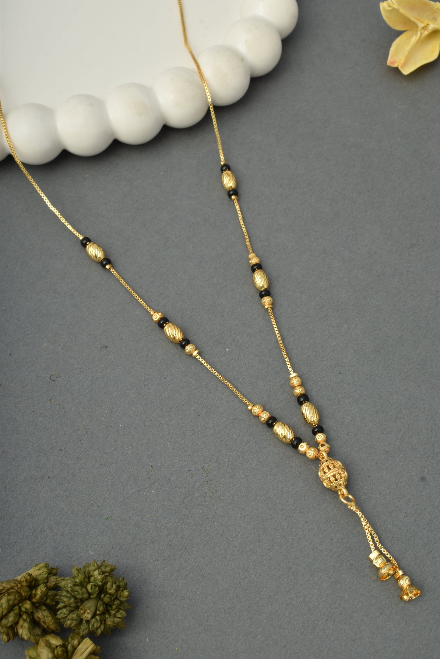 Gold-Toned Stone Studded Mangalsutra Necklace for Women