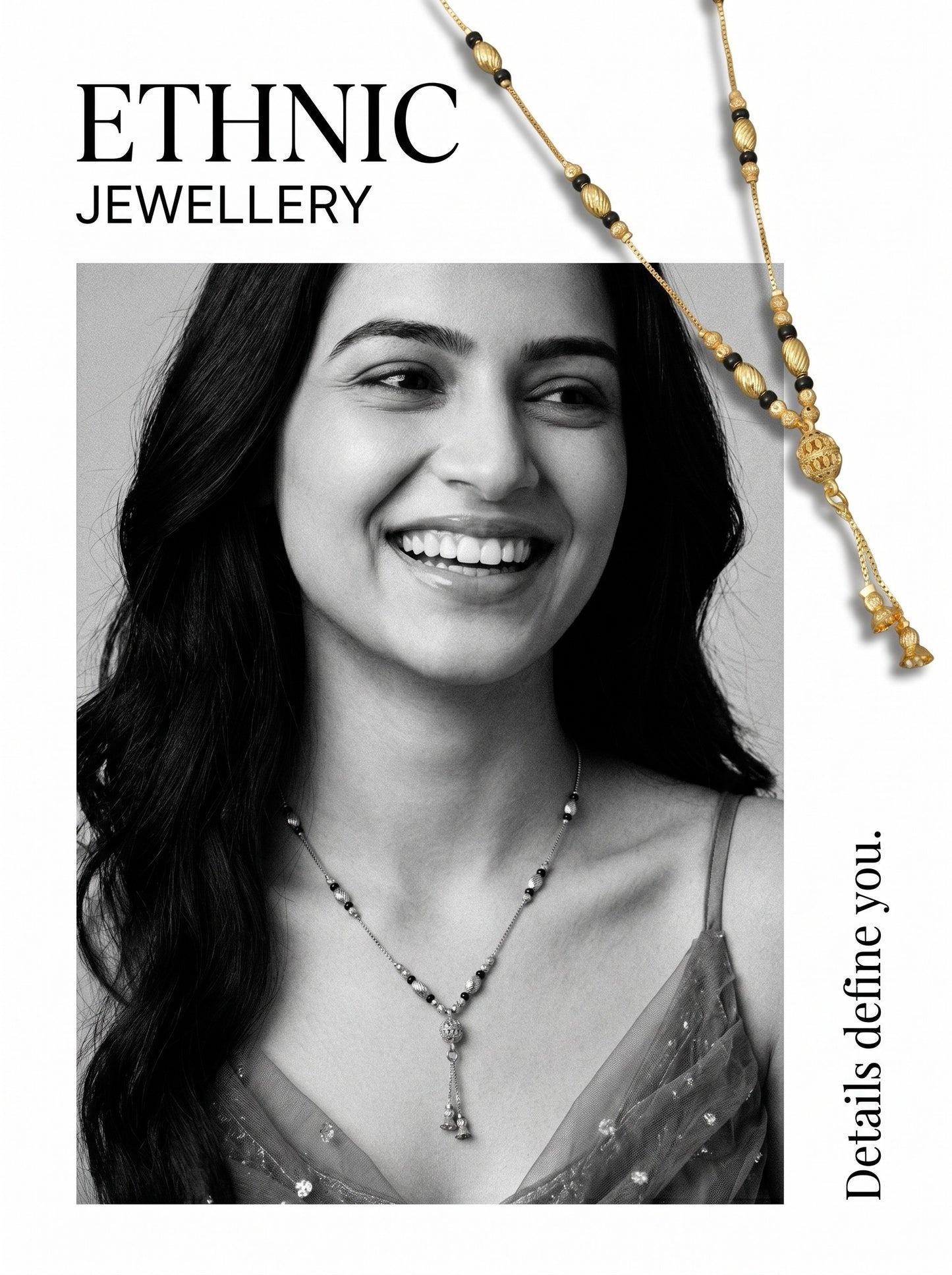 Gold-Toned Stone Studded Mangalsutra Necklace for Women