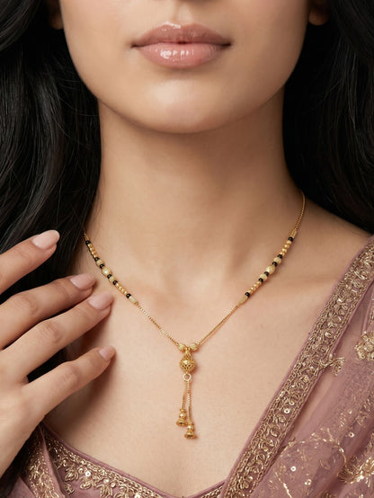 Gold-Toned Stone Studded Mangalsutra Necklace for Women