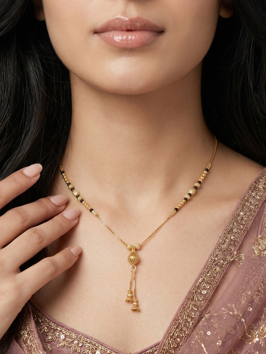 Gold-Toned Stone Studded Mangalsutra Necklace for Women