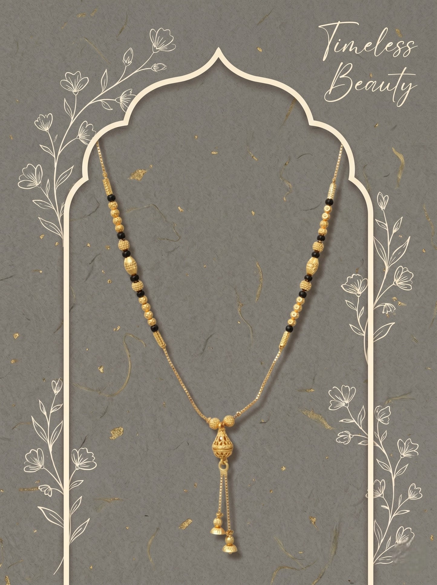 Gold-Toned Stone Studded Mangalsutra Necklace for Women