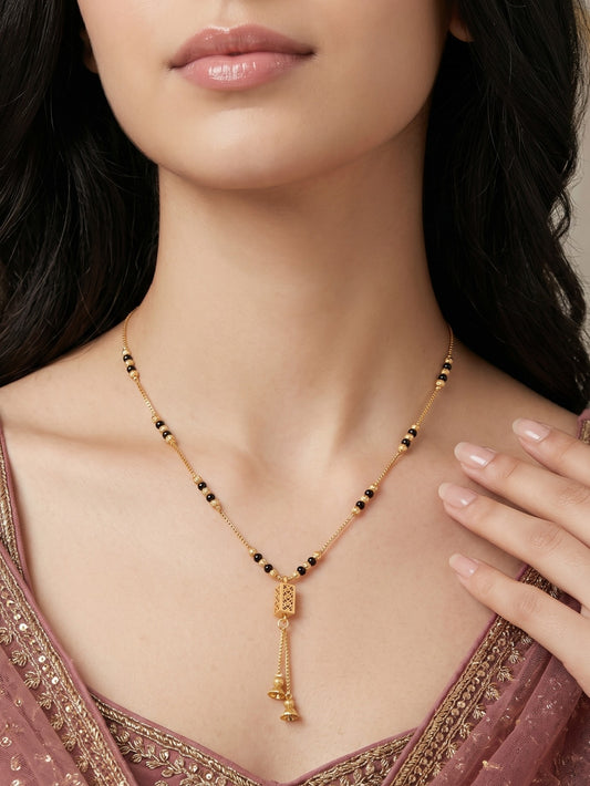 Gold-Toned Stone Studded Mangalsutra Necklace for Women
