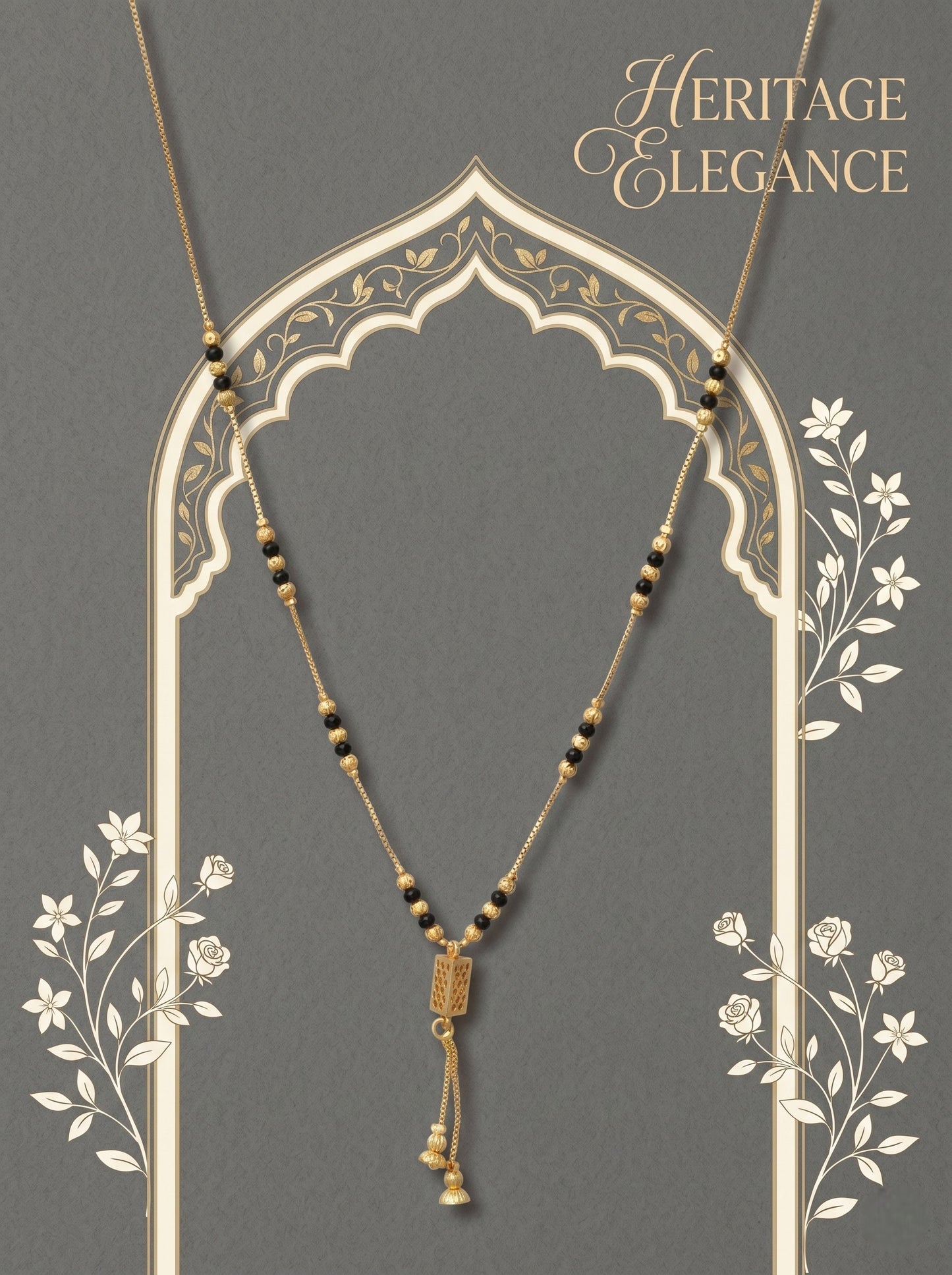 Gold-Toned Stone Studded Mangalsutra Necklace for Women