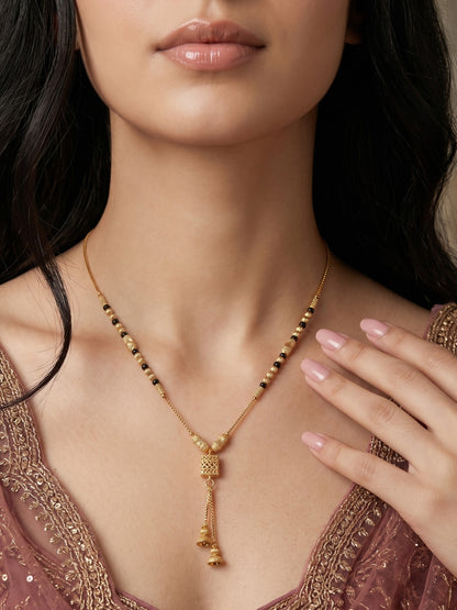 Gold-Toned Stone Studded Mangalsutra Necklace for Women