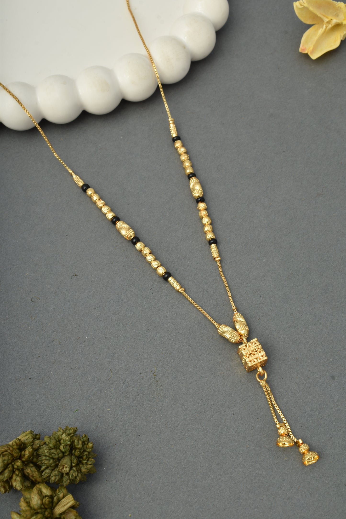 Gold-Toned Stone Studded Mangalsutra Necklace for Women