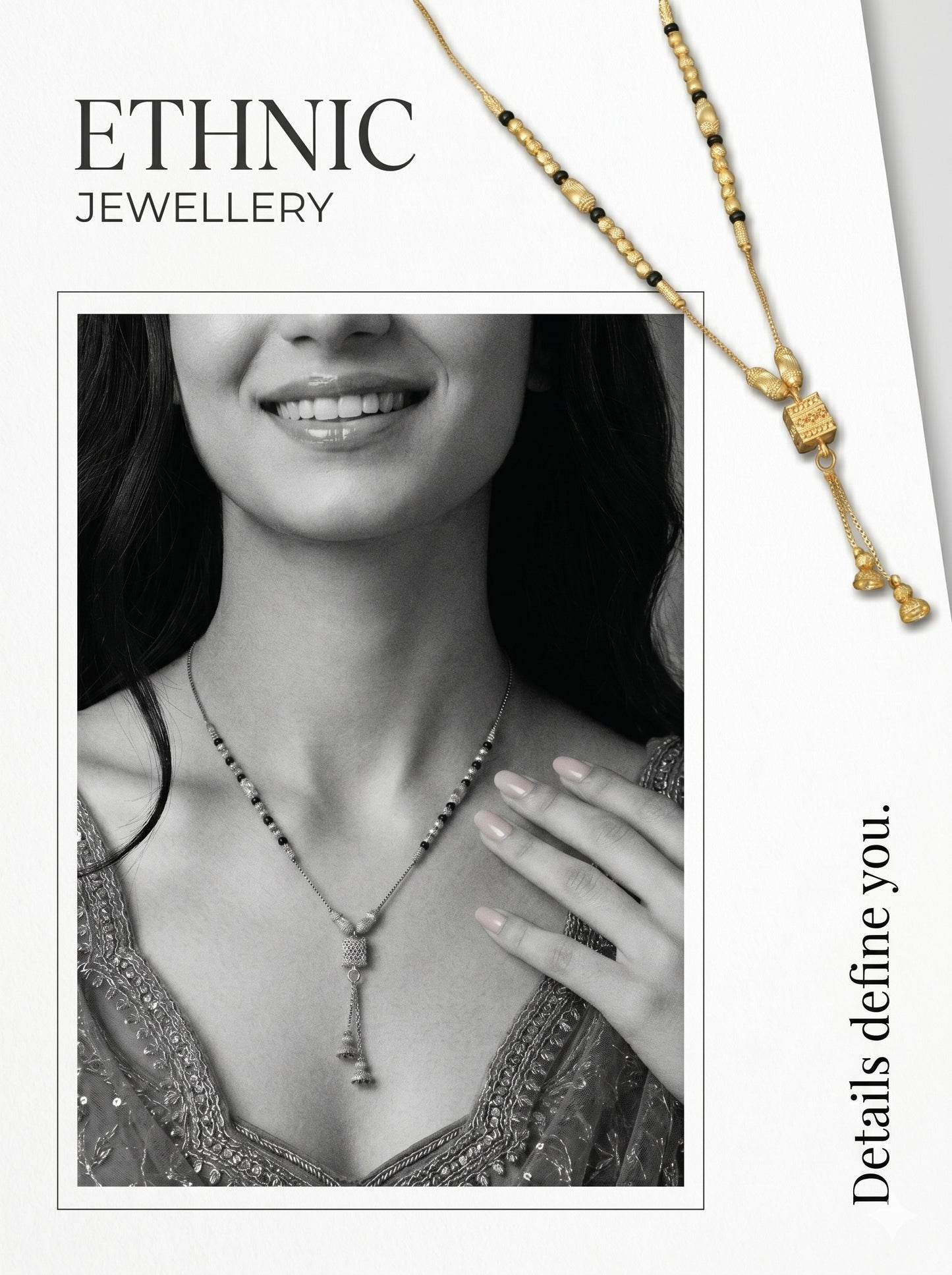 Gold-Toned Stone Studded Mangalsutra Necklace for Women
