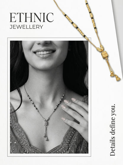 Gold-Toned Stone Studded Mangalsutra Necklace for Women