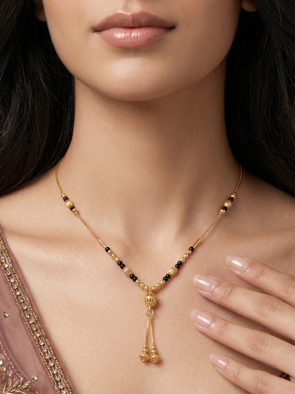 Gold-Toned Stone Studded Mangalsutra Necklace for Women