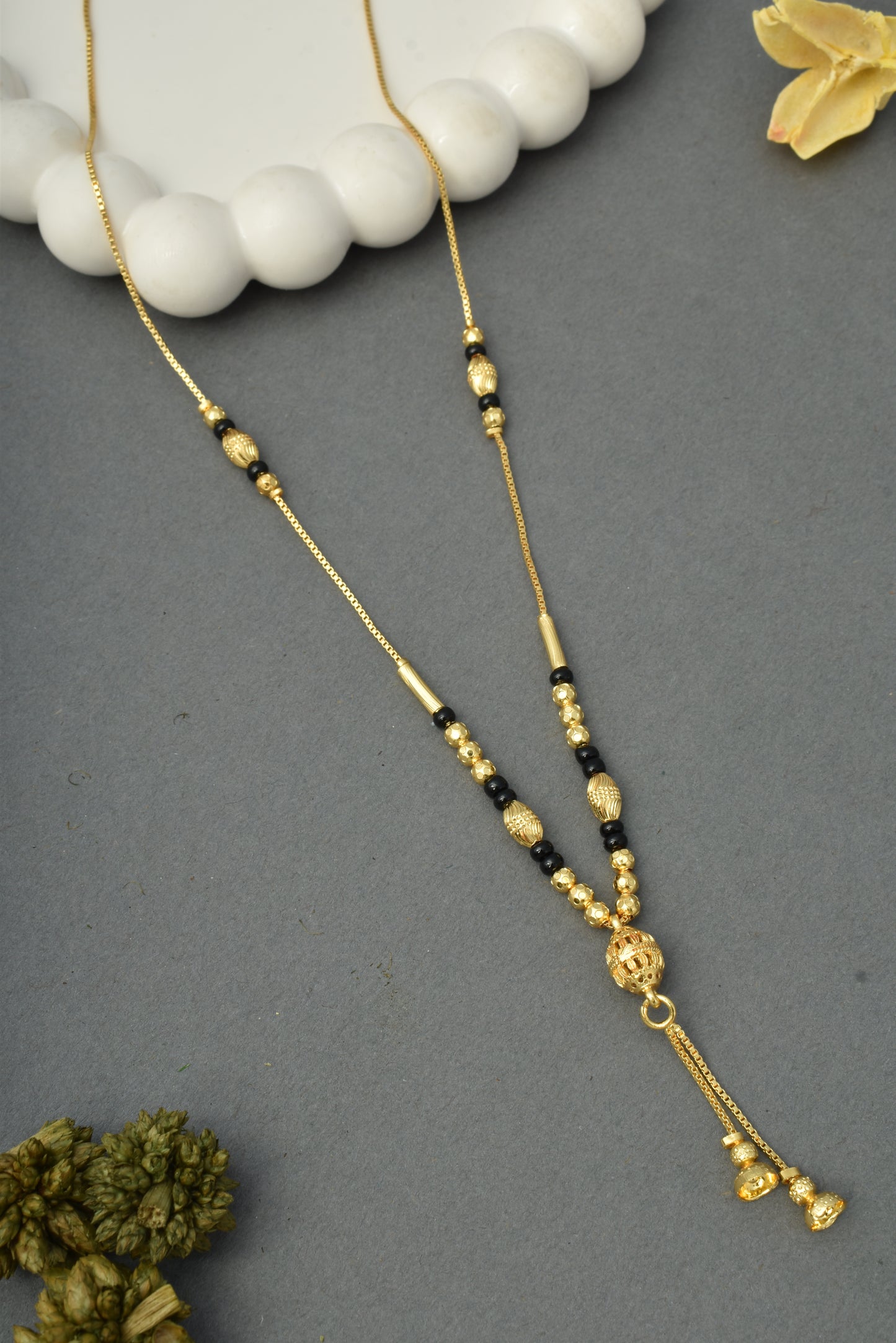 Gold-Toned Stone Studded Mangalsutra Necklace for Women