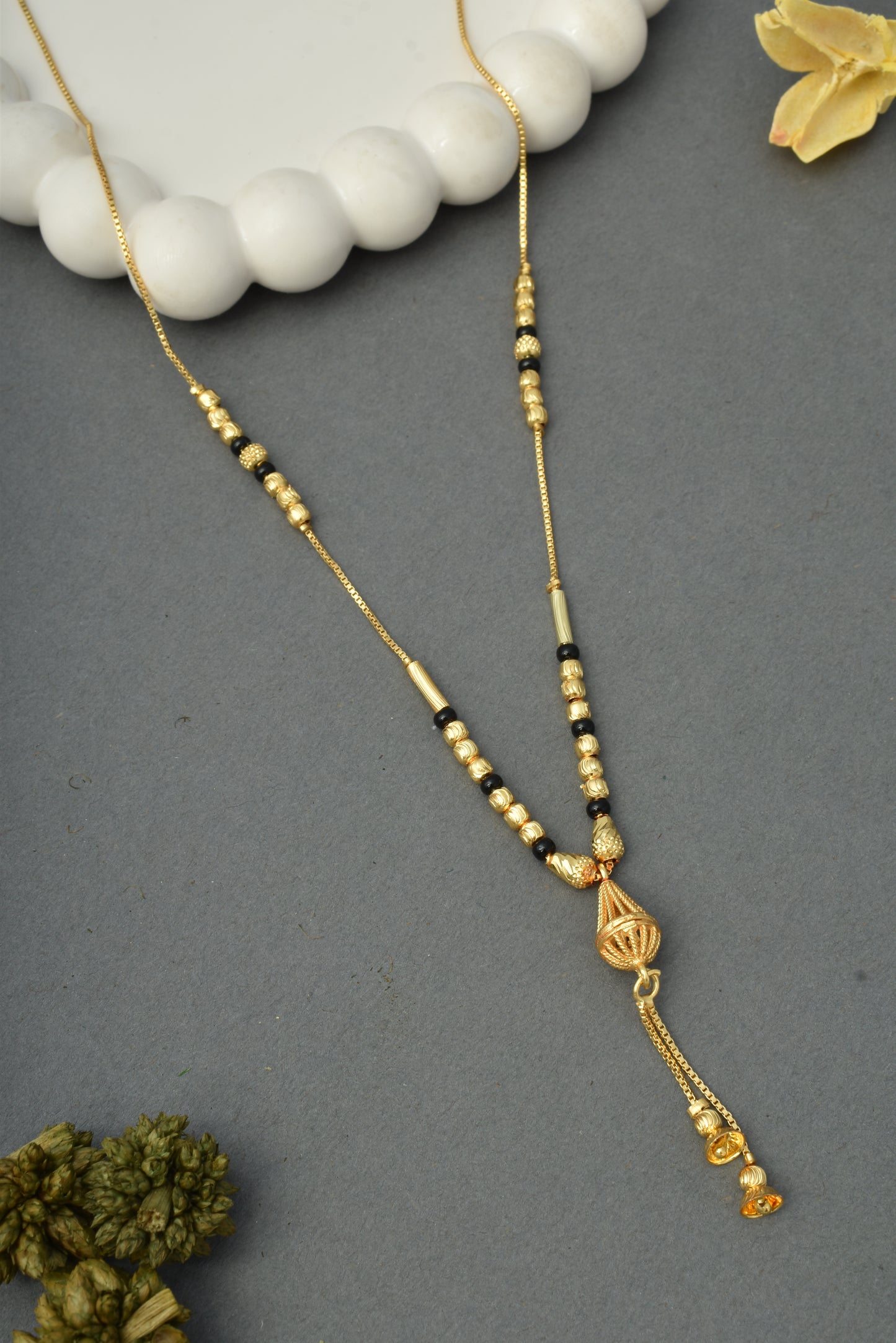 Gold-Toned Stone Studded Mangalsutra Necklace for Women