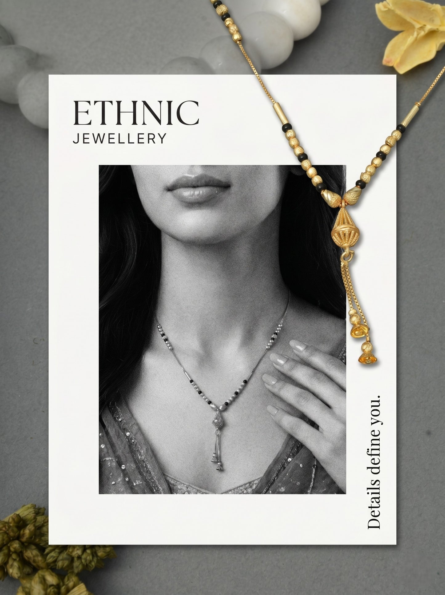 Gold-Toned Stone Studded Mangalsutra Necklace for Women