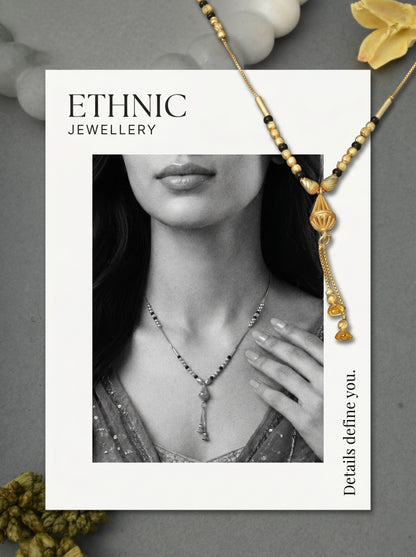 Gold-Toned Stone Studded Mangalsutra Necklace for Women